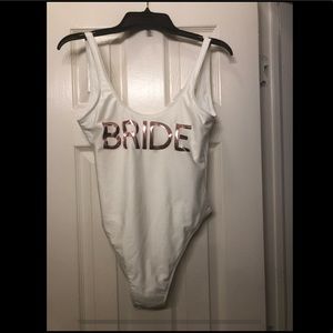 Rose Gold Bride White Swimsuit One Piece